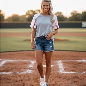 Baseball Laces Short Sleeve Top